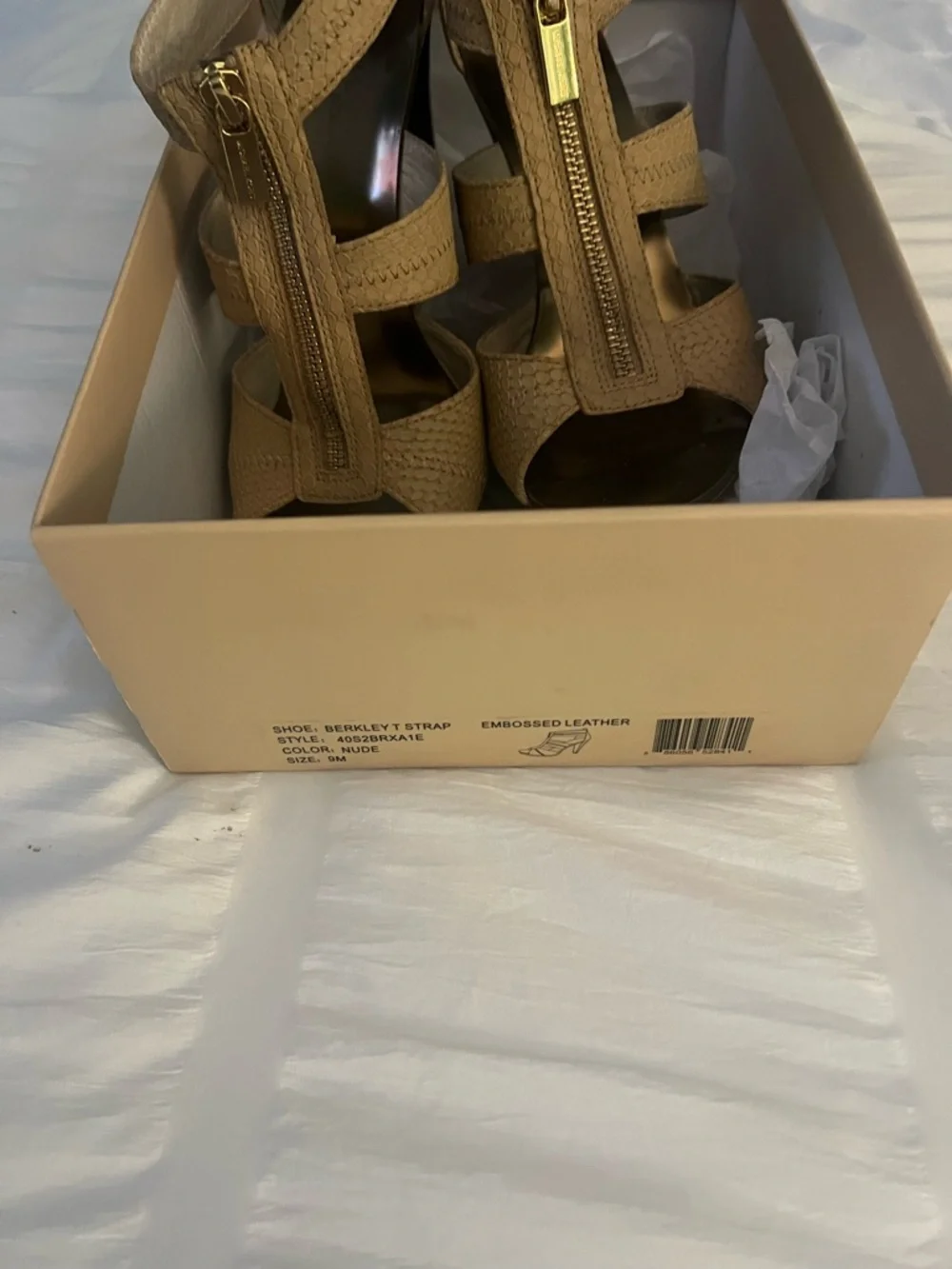 Michael Kors Tan Strappy Front-Zip Women’s Heels
